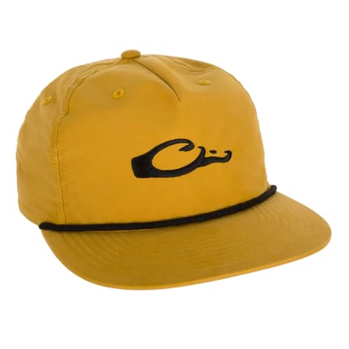 Drake Waterfowl Mens Logo Rope Cap - Flat Visor Low Profile Adjustable Snap Back Closure Cap Biscuit-Black