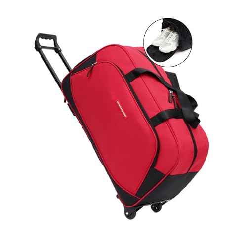 Duffel Bags with Wheels Travel Duffle Bag Wheels Duffle Bag for Foldable Travel Bag with Wheels,Red