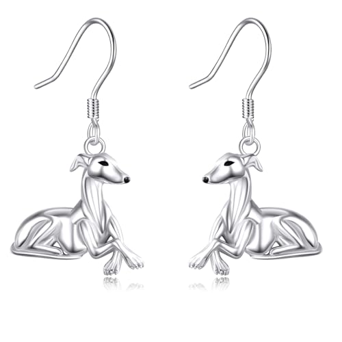 JERWLI Sterling Silver Dangle Earrings: Greyhound Animal Dangle Earrings for Women, Mother's Day...
