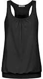 Van Der Rich ® - Camiseta de Tirantes Espalda Nadadora Escote Plisado - Mujer (Negro, L)