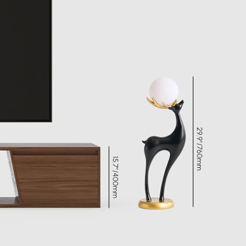 Lámpara de pie ciervo moderno 30" con estatua de resina negra y luz LED miniatura 2