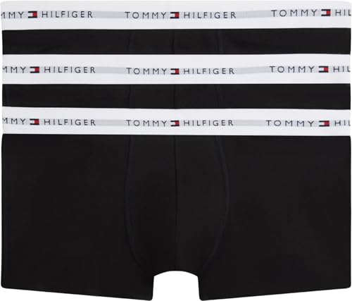 Tommy Hilfiger Herren 3er Pack Boxershorts Trunks Set Low Rise mit Logobund, Schwarz (Black/Black/Black), XXL – Ansicht 1