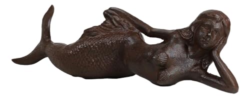 Escultura de Sirena Náutica Rústica de Hierro Fundido 13 in miniatura 4