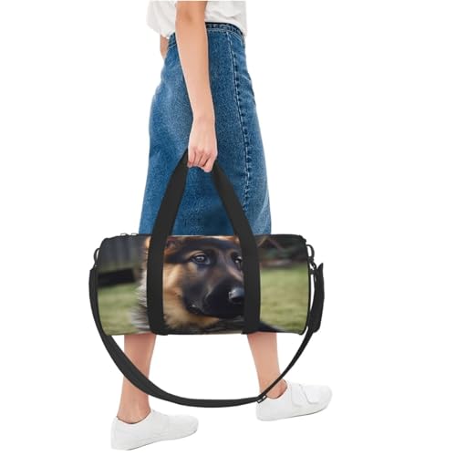 Travel Duffle Bag Weekender Bags For Men Women With Shoe Compartment Large Capacity Weekender Overnight Bag German Shepherd Puppy Carry On Tote Bags Sport Gym Bag For Travel Yoga 5