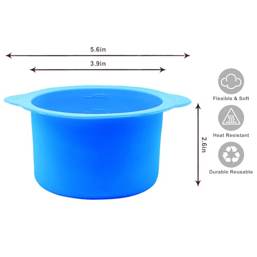 Image of 2-pack Silicone Wax Warmer Liner, Silicone Wax Bowl for Wax Warmer, Non-Stick Wax Melt Warmer Wax Pot Replacement, Reusable Wax Melt Liner with 50 Pcs Wax Spatula Sticks for Hair Removal(Blue)
