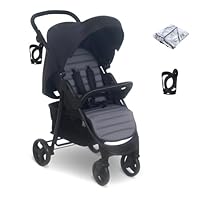 My Babiie MB30 Pushchair – from Birth to 4 Years (22kg), Easy Compact Fold, Large Shopping Basket, Adjustable Handle, Stroller Includes Cup Holder, Rain Cover – Black & Grey