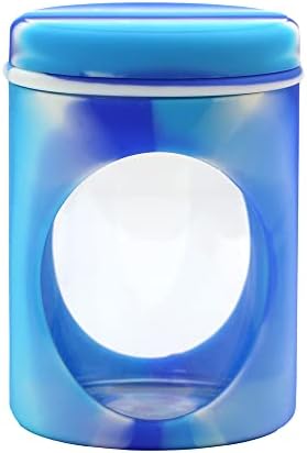 YHSWE 100ml Glass Silicone Container for Wax Concentrate Jar with Silicone Lid Portable Sealing Tanks Moisture-Proof Waterproof Sealed Tank Multi-purpose Gift Gadgets（Blue White）