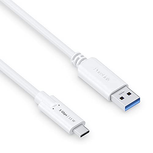 PureLink USB-C auf USB-A Kabel, USB 3.1 Gen 1 mit 5 GB/s Datenübertragung, weiß, 1,50m