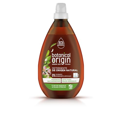 Botanical Origins Detergente Ecológico Líquido para la Ropa, Fragancia Flor de Naranjo & Hojas Cítricas- 20 Lavados