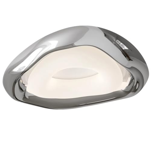 Plafonnier LED minimaliste argenté en métal au design géométrique