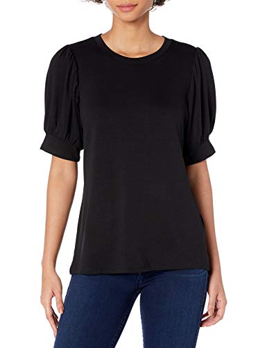Amazon Brand - Daily Ritual Women's Supersoft Terry Puff-Sleeve Top, Black, Large