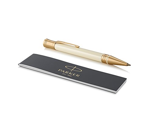Parker Duofold Classic, bolígrafo de color marfil y negro, punta mediana y tinta negra