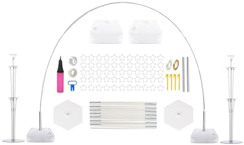 PILIN Kit de Arco de Globo Soporte de Arco de Globo Reutilizable Blanco 2,3x3,2M Ajustable para Bodas, Graduaciones, Cumpleaños, Decoraciones Navideñas