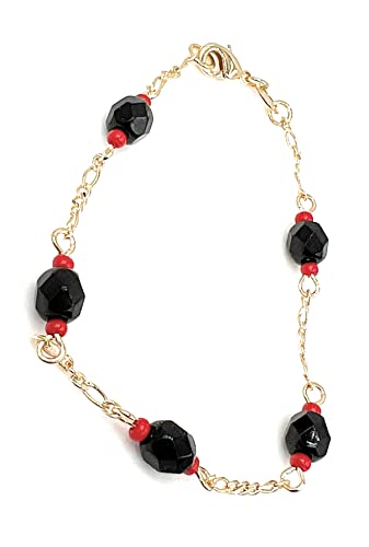 18K Gold Plated Azabache Beads 6mm Bracelet Protection Jewelry3