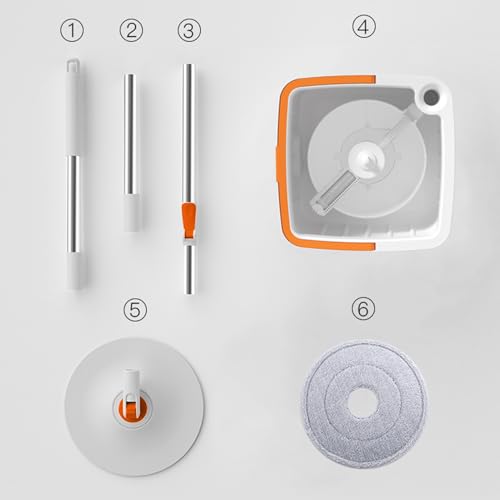 Bexdug Wischmopp- und Eimer-Set, Wischeimer-Set für Bodenreinigung mit Auswringer, 2 Fächer, Wandtrocken-Wasserschrubber für gewerbliche Industrie, Restaurant – Bild 7