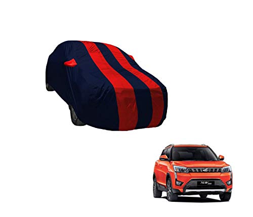 Image of Auto Hub Car Cover Compatible with Mahindra XUV 300 with Weather Proof, Mirror Pocket, Triple Stitched, XUV 300 Car Cover- Navy-Red