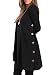 FARYSAYS Women's Long Sleeve Casual Round Neck Loose Tunic Top Blouse T-Shirt with Buttons Black Large