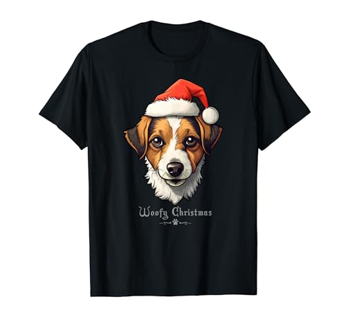 Jack Russell Dog Funny Woofy Christmas Design semplice Maglietta
