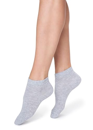 9 paia Golden Lady 9 PAIA CALZINI COTONE BORDO COMFORT, GRIGIO MELANGE, TG. UNICA