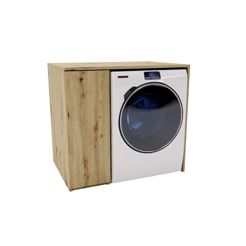 MRBLS_HOME Meuble pour Machine à Laver avec Espace de Rangement 96 x 88,5 x 62 cm (L x H x P) – Meuble buanderie Minimaliste – pour Lave-Linge ou sèche-Linge –...