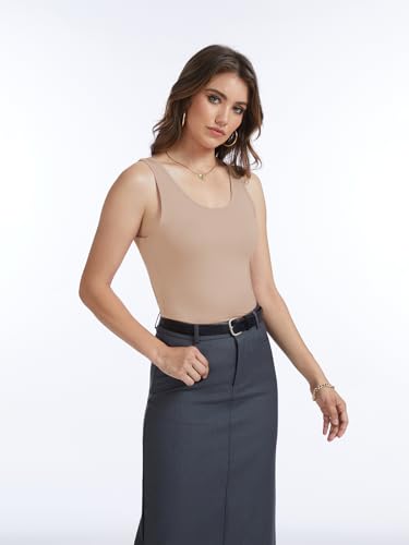 Image of AMVELOP Elastic Tank Tops for Women Undershirts Pack of 4 Slim-Fit