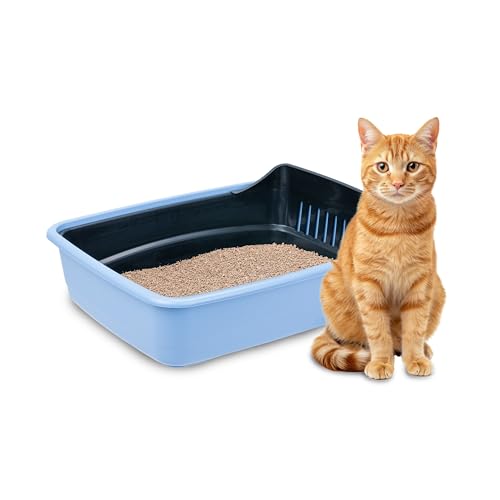 Ferplast Cat Litter Tray ARIEL 10, Cat Litter Box with Sieve that Eliminates Dirt for easy Cleaning, 46.5 x 35.5 xh 11.5 cm. Blue