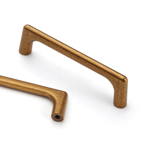 Image of Asidrama 6 Pack 3.75 Inch(96mm) Antique Brass Cabinet Pulls Vintage Retro Cabinet Handles Cupboard Handles Kitchen Cabinet Hardware for Cupboard Drawer Pulls