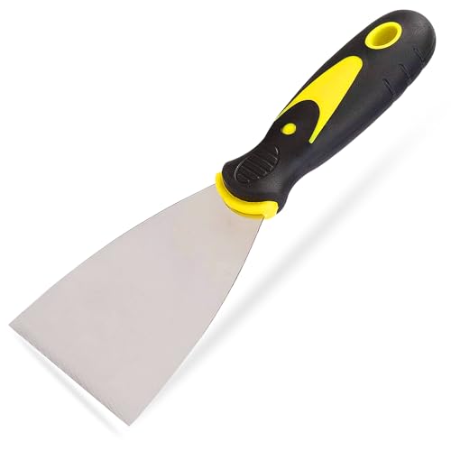 G4GADGET Wallpaper Scraper 3 Inch Stainless Steel Paint & Putty Scraper with Soft Grip Handle Heavy Duty DIY Scraper Tool for Wallpaper Steamer Removal Drywall Filler Glass/Window & Hob Cleaning