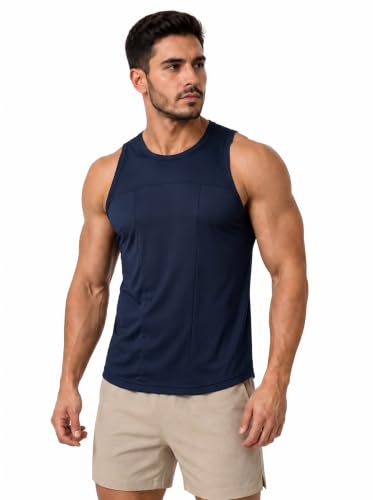 Image of CHKOKKO Men's Workout Gym T-Shirt Lightweight Sleeveless T-Shirt