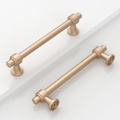 Image of 10 Pack 5 inch(128mm) Champagne Bronze Cabinet Pulls Kitchen Cabinet Handles Champagne Cabinet Hardware Drawer Pulls for Cupboard CK0081
