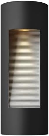 Hinkley Luna Medium Wall Mount Outdoor Lantern, Half Moon, Aluminum, Etched Glass Lens, ADA, Dark Sky Compliant, Satin Black Finish