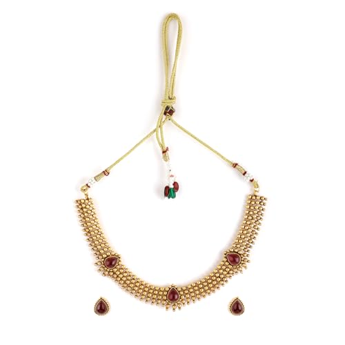 Rubans 22KT Gold Plated Ruby Stone Studded Gold Tone Traditional Temple Jewellery Set for Women & Girls, Perfect for any Festive & Wedding Occasion (B0D6RWSLW9) Amazon Price History, Amazon Price Tracker