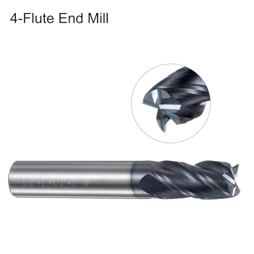 Image of uxcell 5pcs End Mill 1 /2 inch x 1 inch 4 Flutes Spiral Helical Groove Tungsten Steel Straight Shank CNC Milling Bits for Aluminum Steel Cutting Metalworking