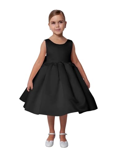 Satin Flower Girl Dress for Wedding Kids Sleeveless V-Back Long Princess Pageant Party Dresses Bowknot Prom Ball Gowns2