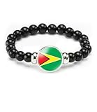 vmcoatdu Guyana Flag Bracelet Elastic Rope Beaded Bracelet Support Your Country Travel Souvenir Gifts for Men Women (Guyana)