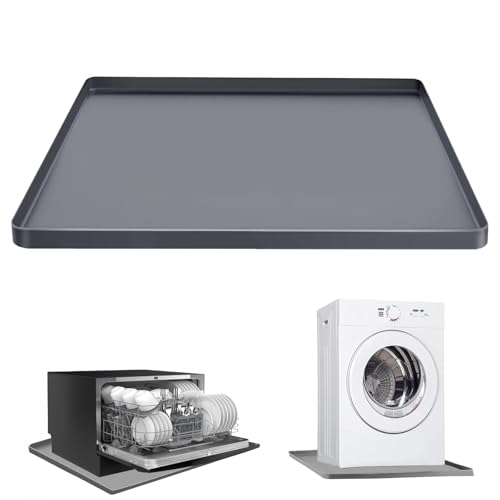 Chris.W Washing Machine Drain Pan 27x27 Inch – Waterproof Silicone Washer Tray for Floor Protection, Anti-Vibration Non-Slip Mat, Under Washer Drip Catcher