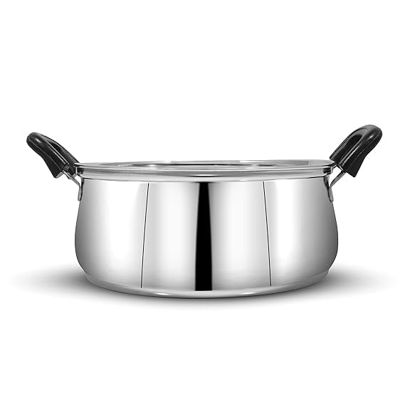 Image of Pigeon-Kitchen Star 3Pcs Stainless Steel Cook and Serve Set with Lids| Mirror Finish Hot Pot Serving Bowls|Multipurpose Cookware for Kitchen, Dining&Storage|Durable Food Grade Steel Casserole