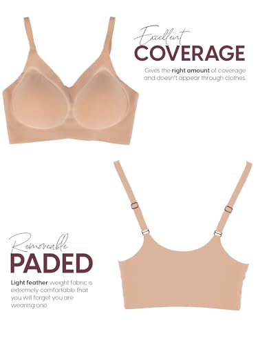 Seamless Padded Bralette - Wireless Full Coverage Bra, Adjustable Straps, V-Neck Comfort for Everyday Wear4