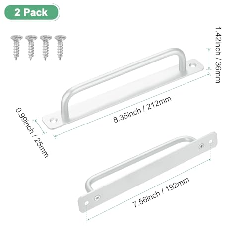 Image of M METERXITY 2-Pack Barn Door Handles, 7.56Inch /192mm Hole Center Aluminium Alloy Gate Handle with Mounting Screws for Bathroom /Wardrobe /Closet /Kitchen, Sliding Door Handle with Plate [Silver]