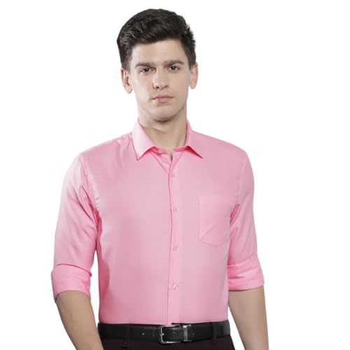 Image of The Indian Garage Co Men Slim Fit Solid Full Sleeves Cutaway Collar Formal Shirt