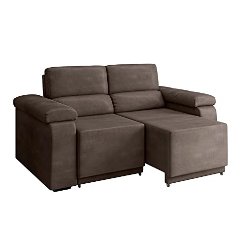 Sofá Retrátil Desmontável Suede 2 Lugares Fox Marrom