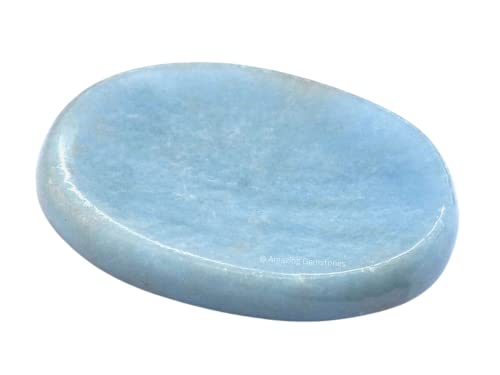Image of Amazing Gemstone Angelite Worry Stone Crystals & Healing Stones - Worry Stones for Stress Relief Gifts - Piedra Crystal Fidget for Meditation, Relaxation - Unique Stocking Stuffers and Gifts