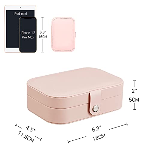 Kokofan Travel Jewelry Organizer, Travel Jewelry Box For Women, Pink Jewelry Box For Teen Girls, Small Jewelry Travel Case For Earrings Necklace And Rings, Portable Jewelry Box (Pink New) #TOP6