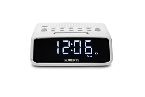 Roberts ORTUSFM FM Digital Clock Radio with Dual Alarms and a Large LCD Display White