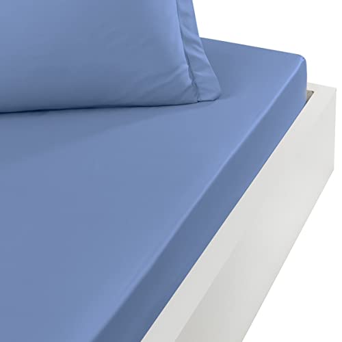 Sensei Maison Soft Percale Fitted Sheet 30 cm Deep Pocket 90 x 190 cm Cobalt