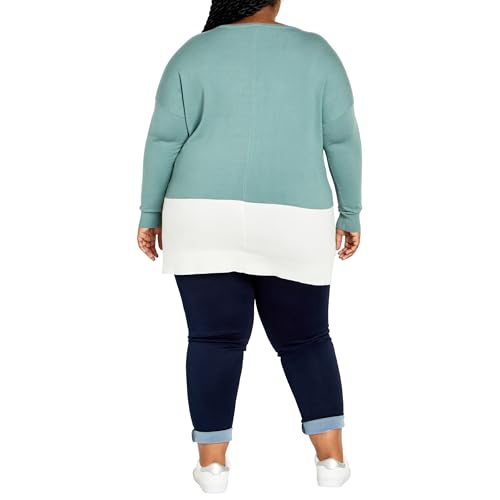Image of Avenue Women's Plus Size Sweater So Sweet in Seafoam /Ivory, Size 1416
