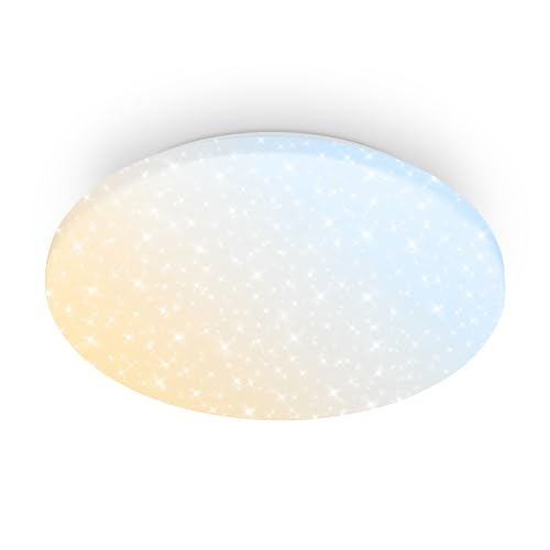 BRILONER - LED Deckenlampe mit Fernbedienung, dimmbar, CCT, Sternenhimmel, 24W, 2600lm, Sehr hell, LED Lampe, Deckenleuchte, Wohnzimmerlampe, Deckenlampe Schlafzimmer, 34 x 6 cm, Weiß
