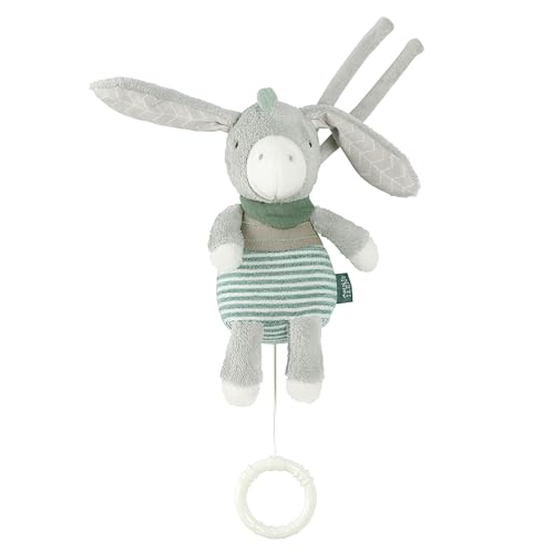 Fehn Spieluhr Baby Einschlafhilfe Esel zum Aufhängen - Kuscheltier mit Melodie Weißt du wieviel Sternlein Stehen Musikspielzeug