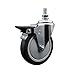 Thermoplastic Rubber Swivel Threaded Stem Caster - 6" x 1.25" Gray Wheel and 1/2" Stem & Posi Locking Brake - 300 lbs Capacity/Caster - Service Caster Brand