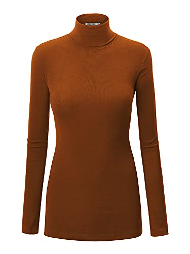 Image of Lock and Love Women's Turtleneck Top Lightweight Long Sleeve Slim Fit Pullover, Soft Rayon Stretch Layering Basic, S-3XL